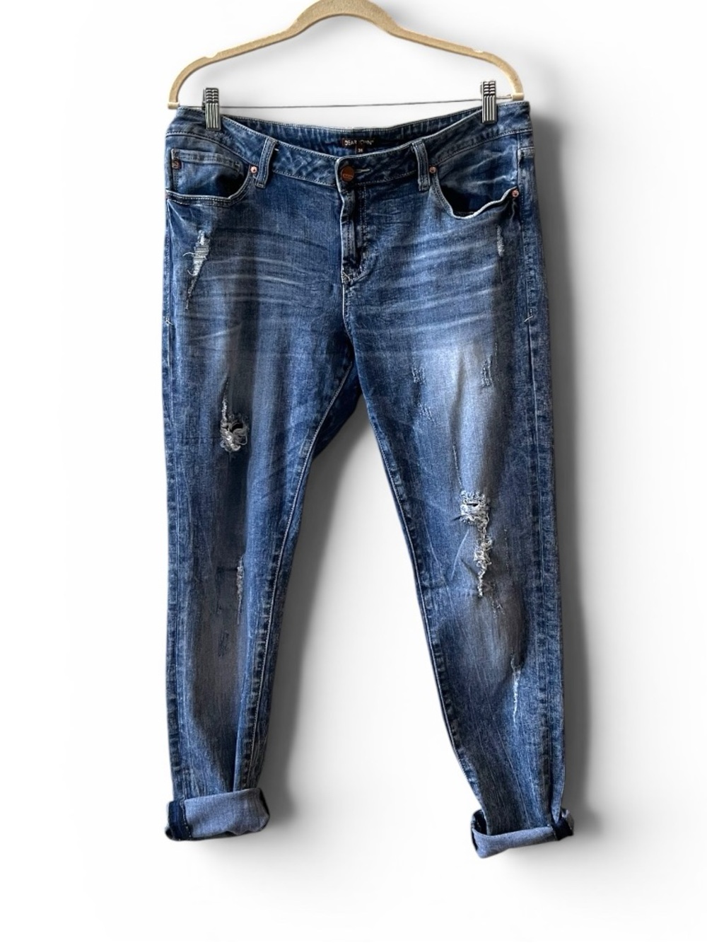 Dear John Women's Joyrich
Comfort Skinny Stretch Jeans Sz
31 Whiskered Dark Wash